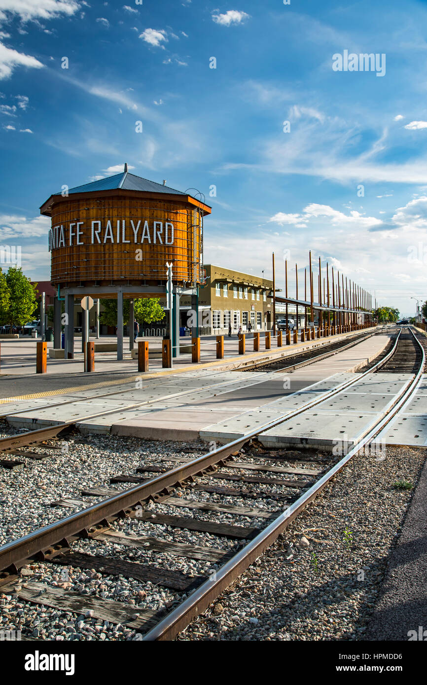 Water tank and tracks, Railyard District, Santa Fe, New Mexico USA