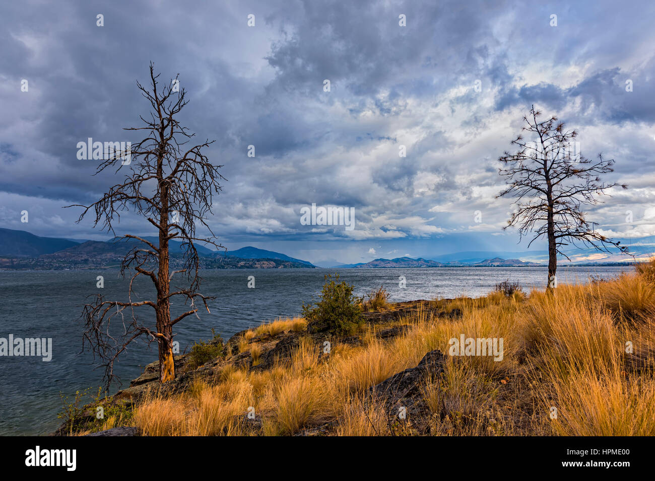 Okanagan Lake near Kelowna British Columbia Canada on a stormy day Stock Photo