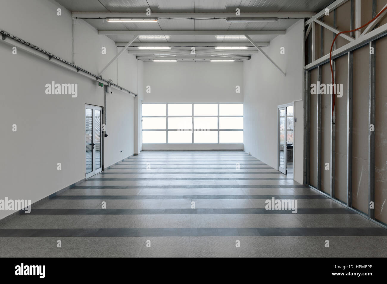 empty storage place, industrial background Stock Photo