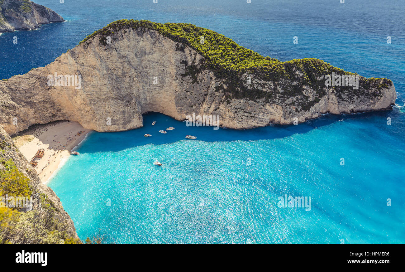 Navagio Bay at Zakynthos, Greece Stock