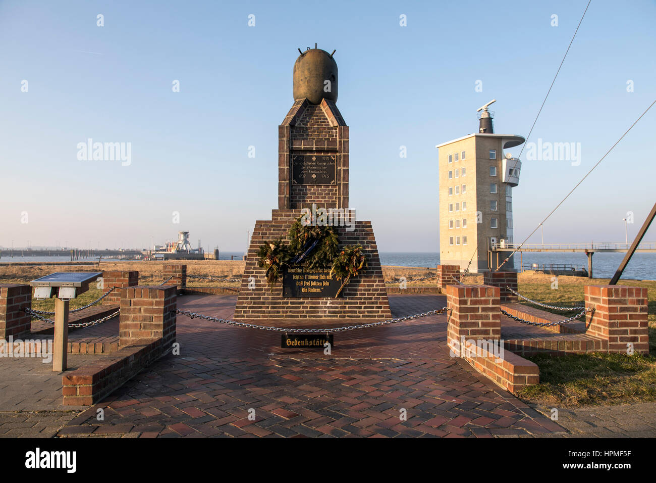 Minesweeper naval memorial, port of Cuxhaven, Germany, north sea coast