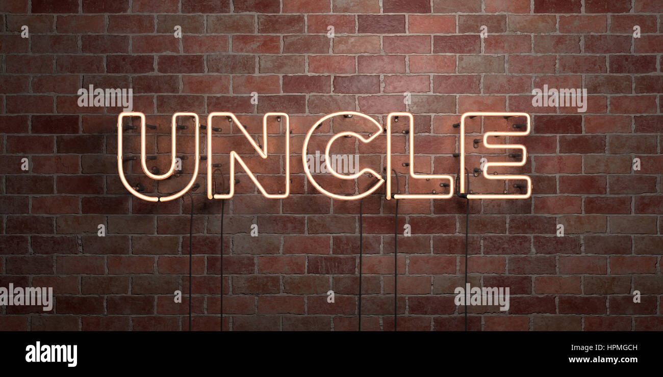 Uncle neon sign - Glowing Neon Sign on brickwall wall - 3D rendered royalty  free stock illustration Stock Photo - Alamy