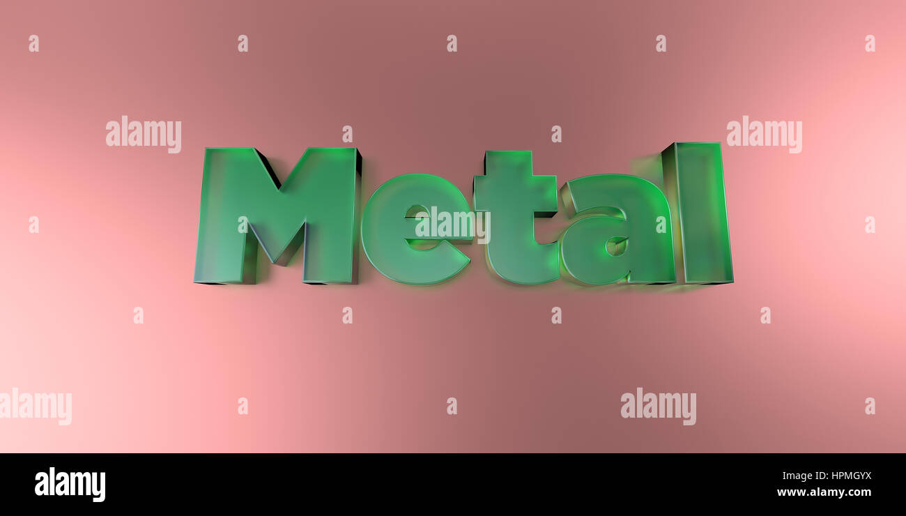 Metal - colorful glass text on vibrant background - 3D rendered royalty free stock image. Stock Photo