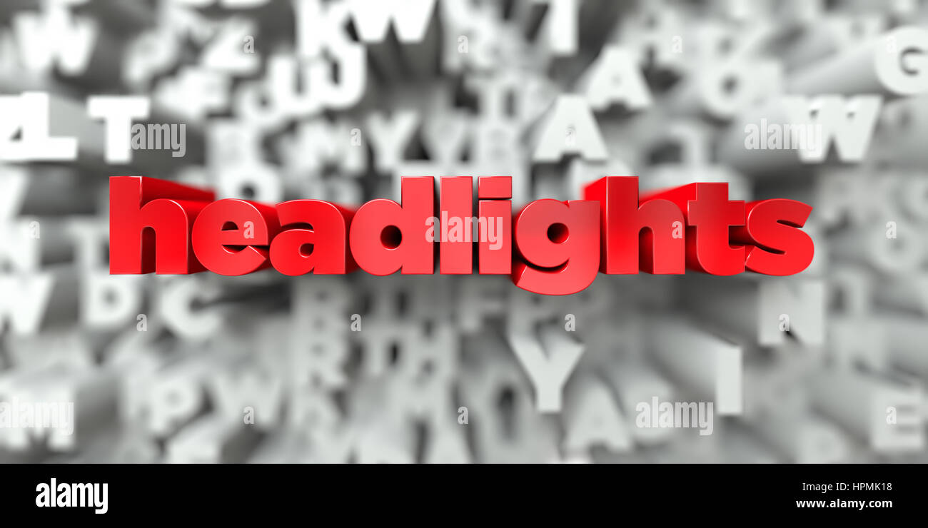 headlights Red text on typography background 3D rendered royalty