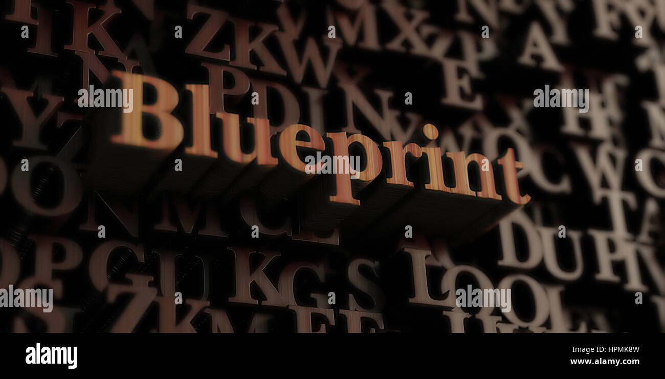 Blueprint Wooden 3d Rendered Letters Message Can Be Used For An