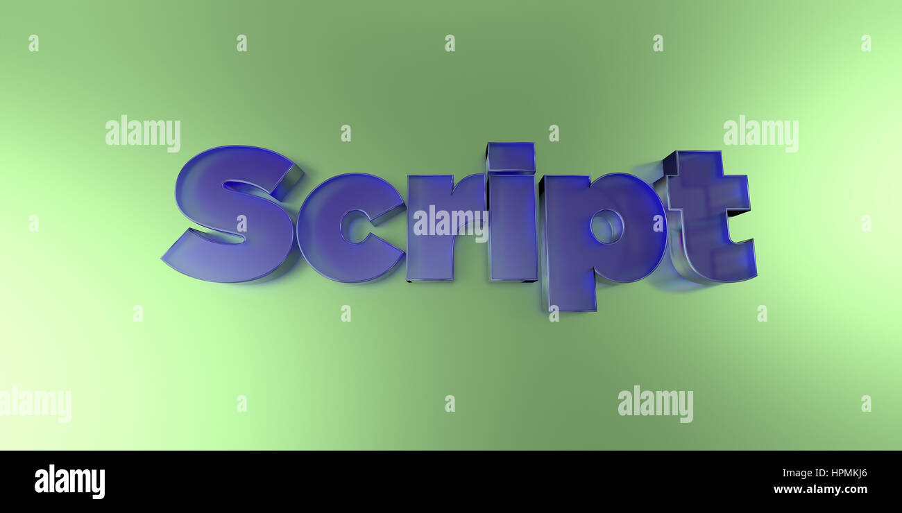 Script - colorful glass text on vibrant background - 3D rendered ...