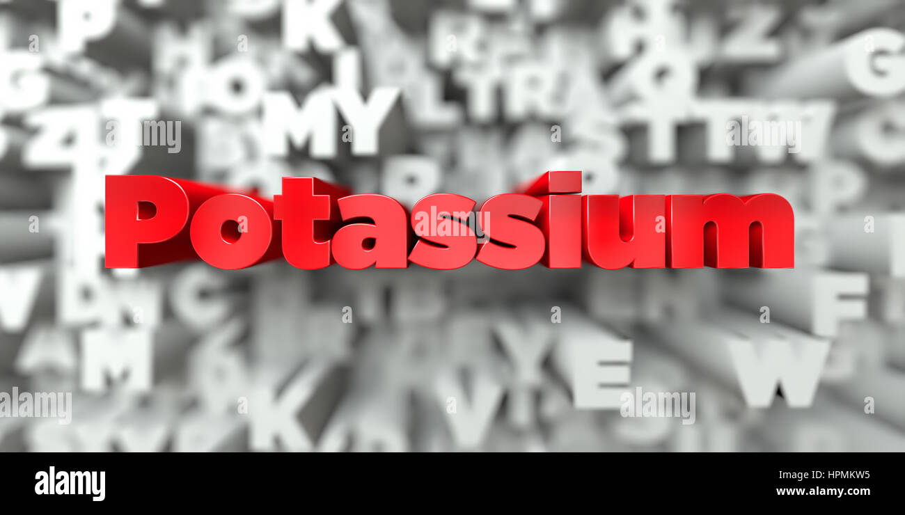 Potassium Lettering Potassium - Red text on typography background - 3D rendered royalty ...