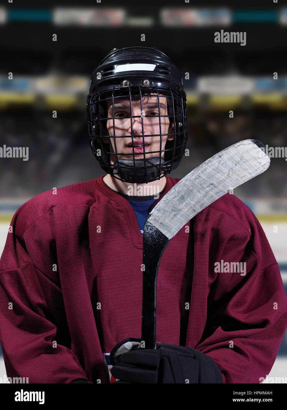 young ice hockey player portrait on a match Stock Photo Alamy