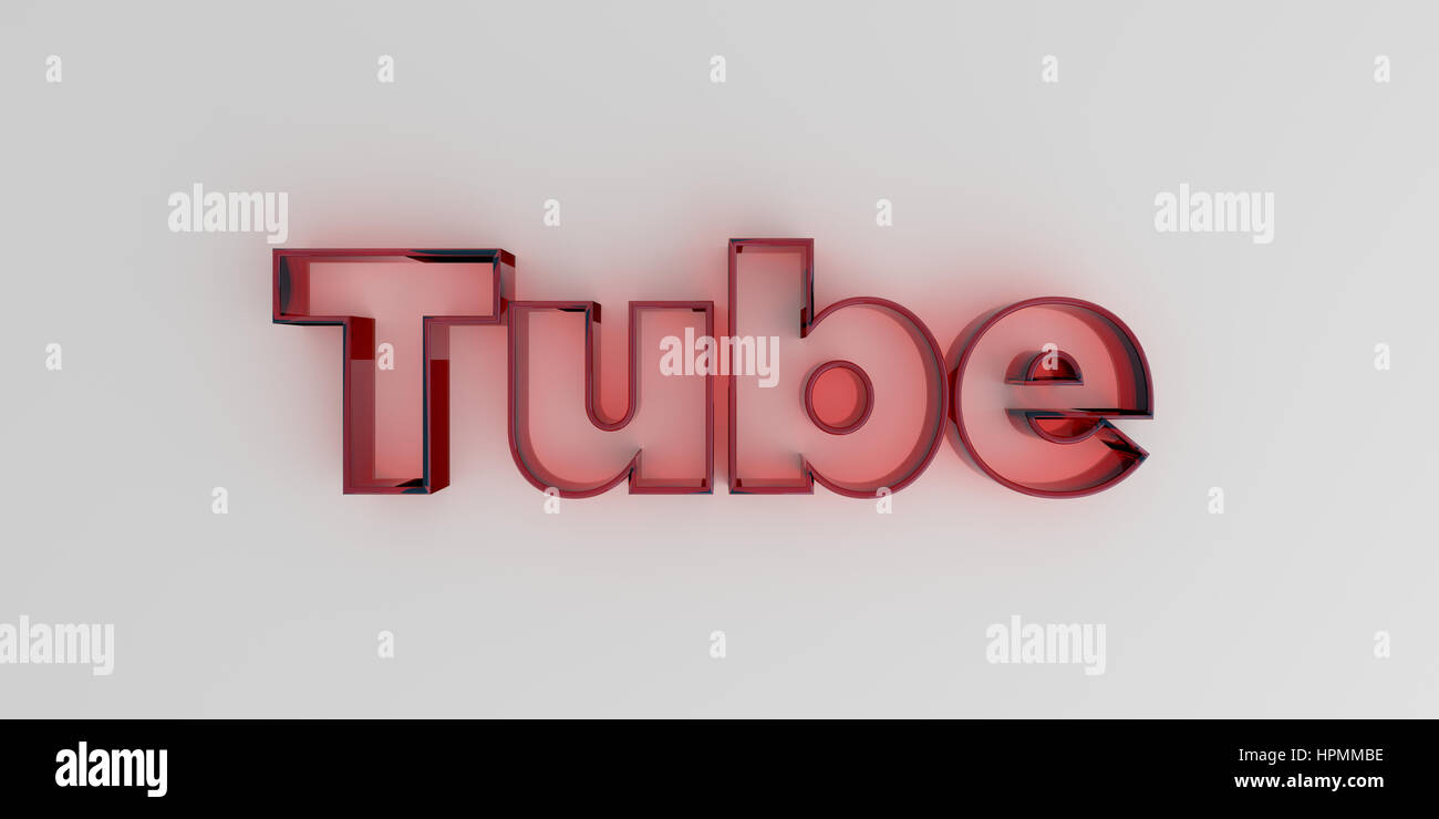 Tube - Red glass text on white background - 3D rendered royalty free ...