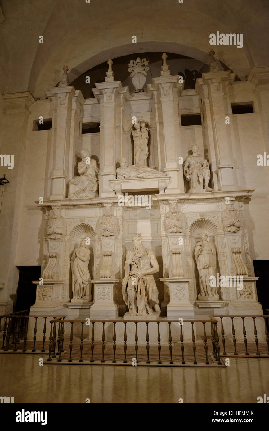 Church of San Pietro in Vincoli and Michelangelo's Moses. Rome Stock Photo