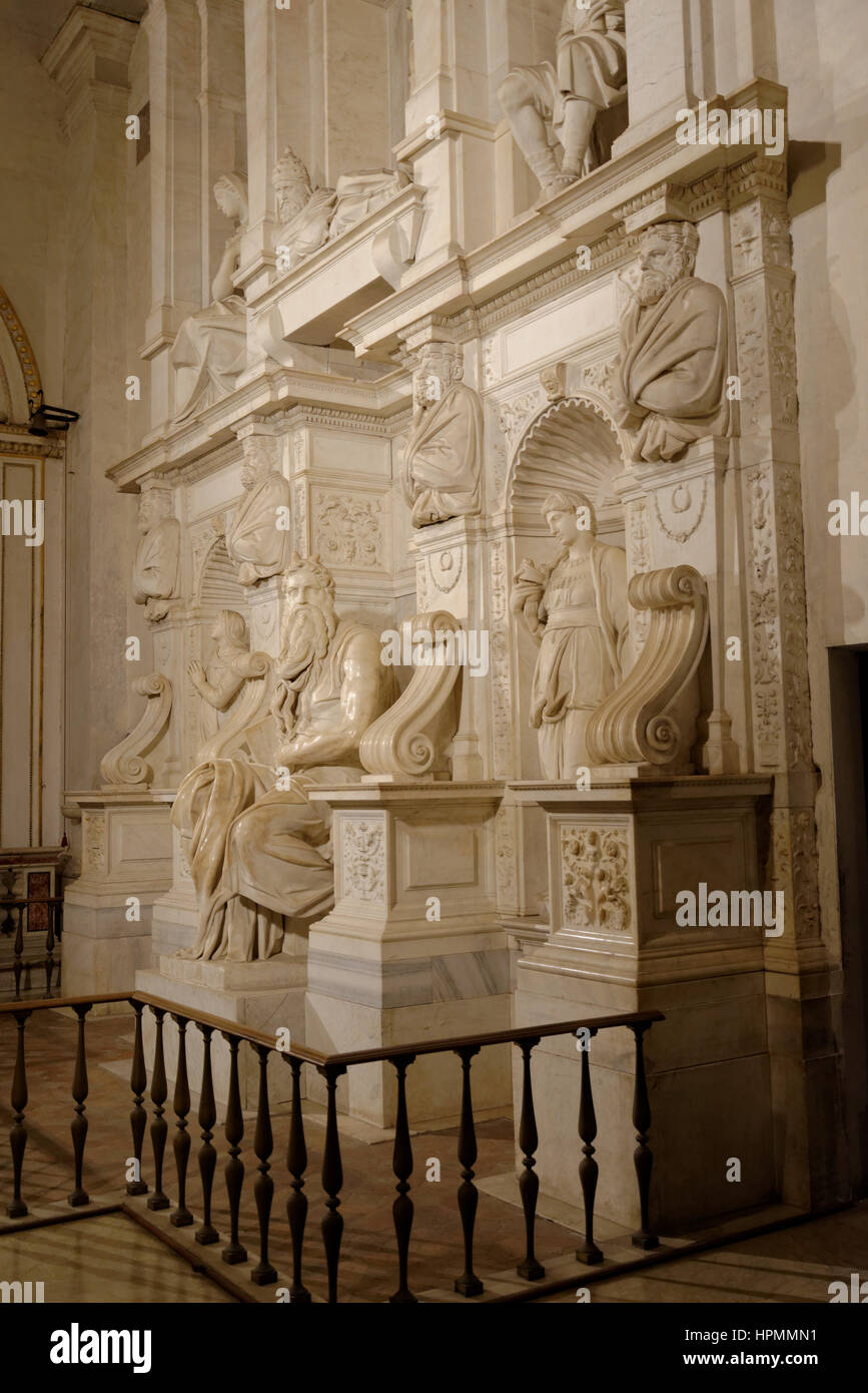 Church of San Pietro in Vincoli and Michelangelo's Moses. Rome Stock Photo