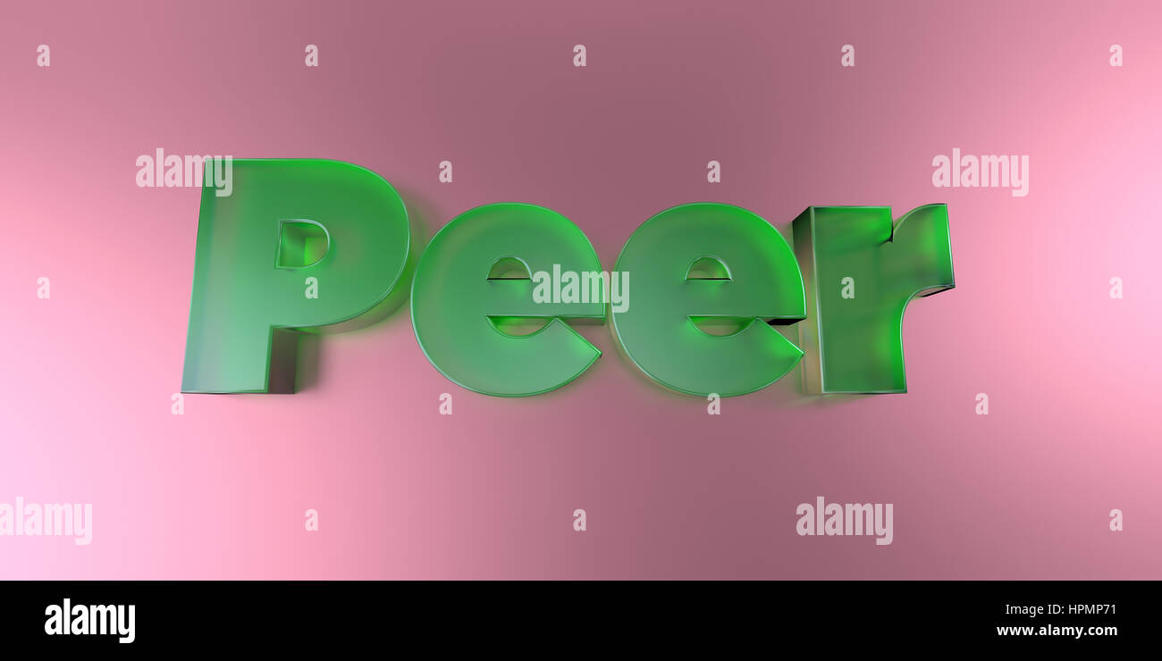 Peer - colorful glass text on vibrant background - 3D rendered royalty free stock image. Stock Photo