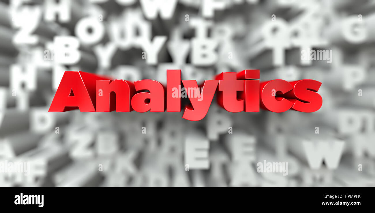 Analytics Red Text On Typography Background 3d Rendered