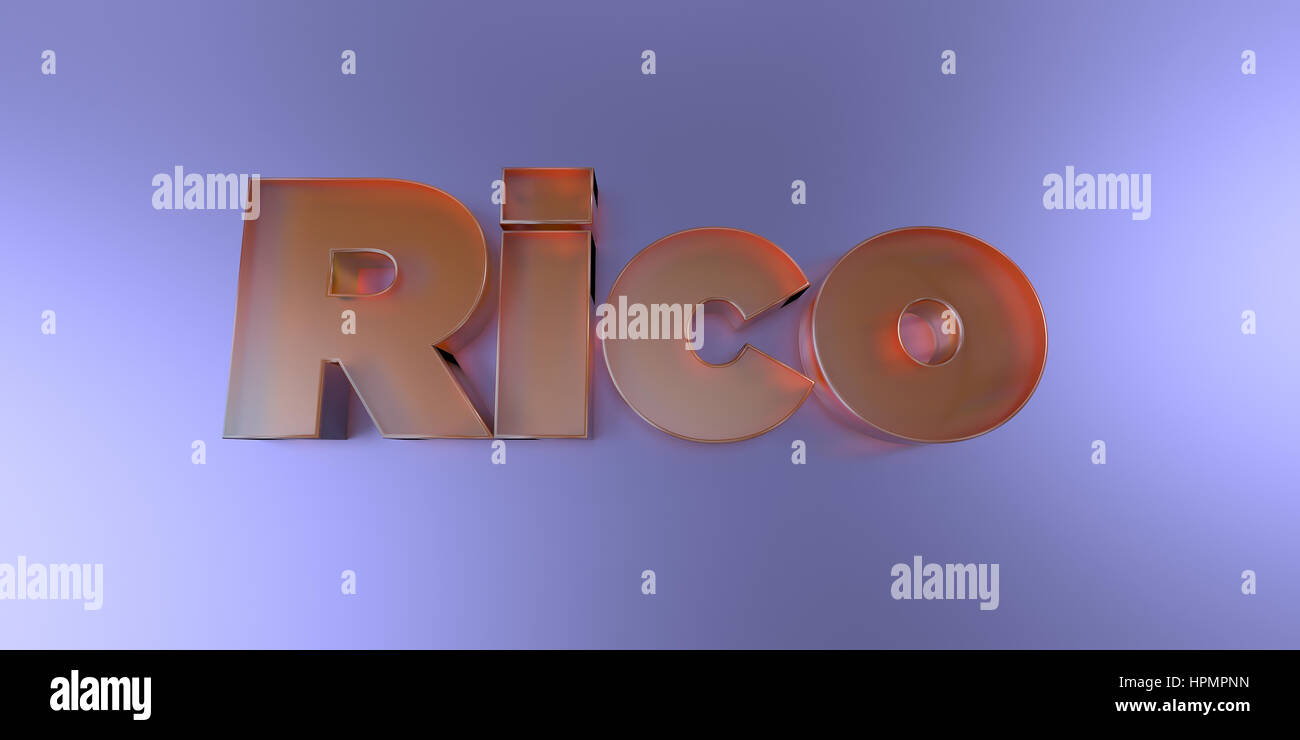 Rico - colorful glass text on vibrant background - 3D rendered royalty ...