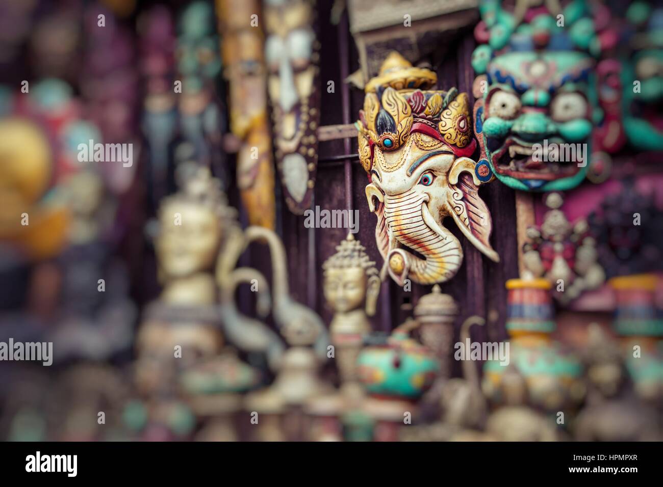 Souvenirs in street shop at Durbar Square in Kathmandu, Nepal. Stock Photo