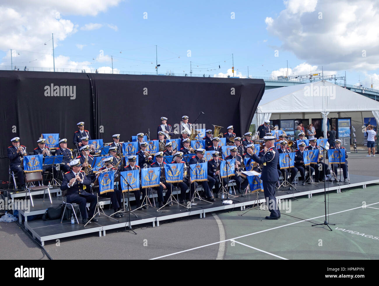 Sweden, Gothenburg's Home Guard Band, Brass Orchestra at public performance Stock Photo