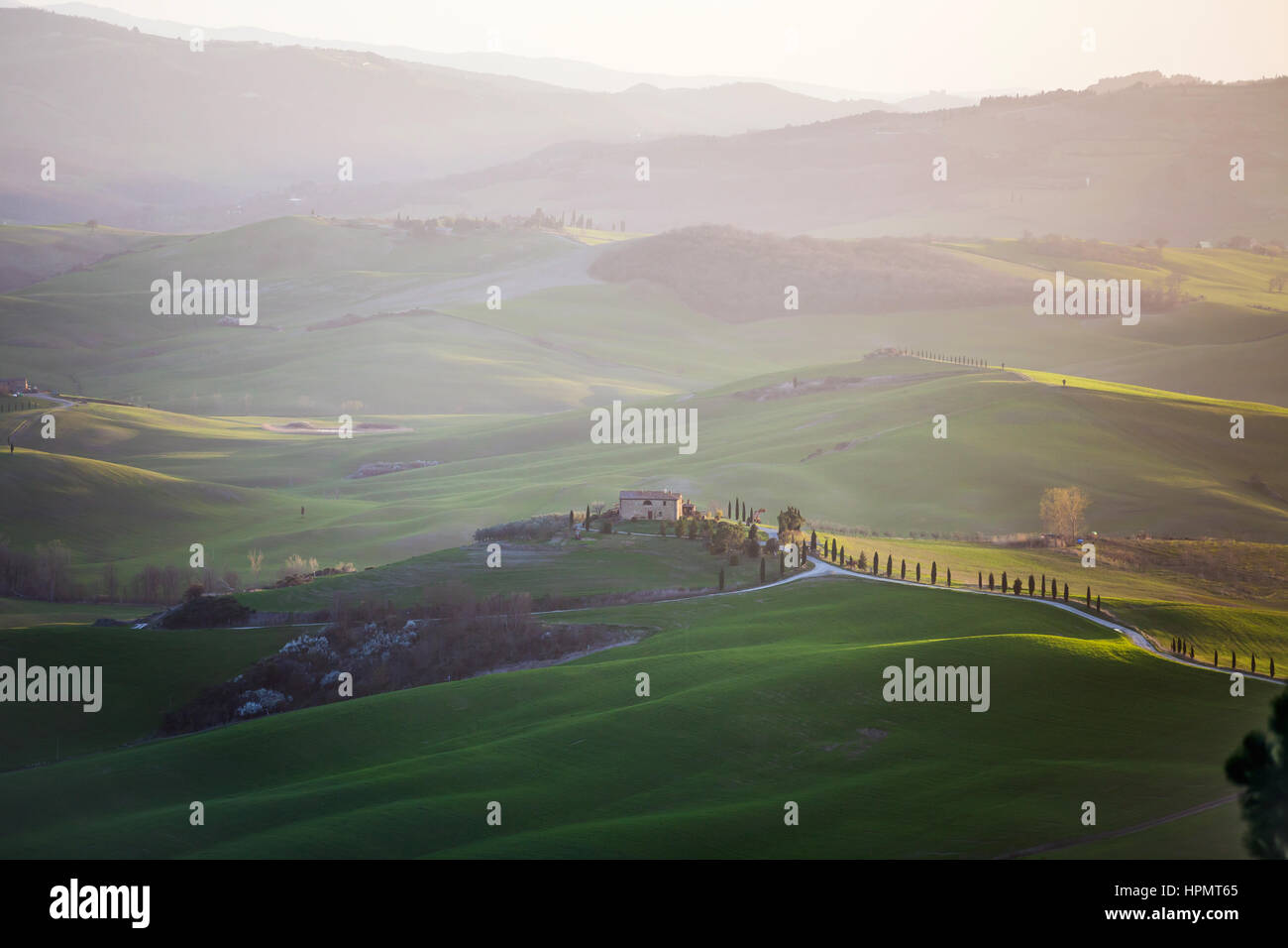 Landscape in Val d'Orcia in Tuscany, Italy Stock Photo