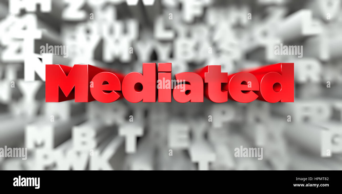 Mediated - Red text on typography background - 3D rendered royalty free ...