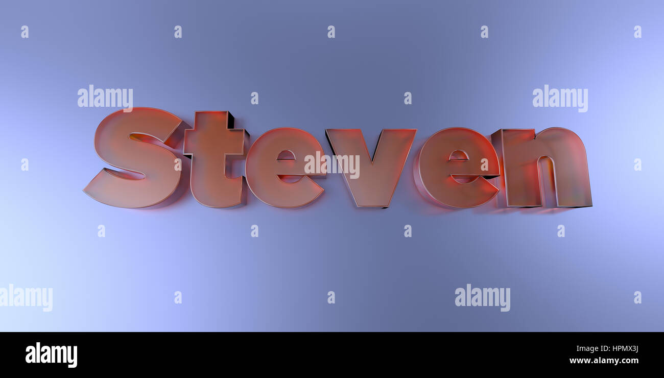 Steven Text Steven - colorful glass text on vibrant background - 3D rendered ...