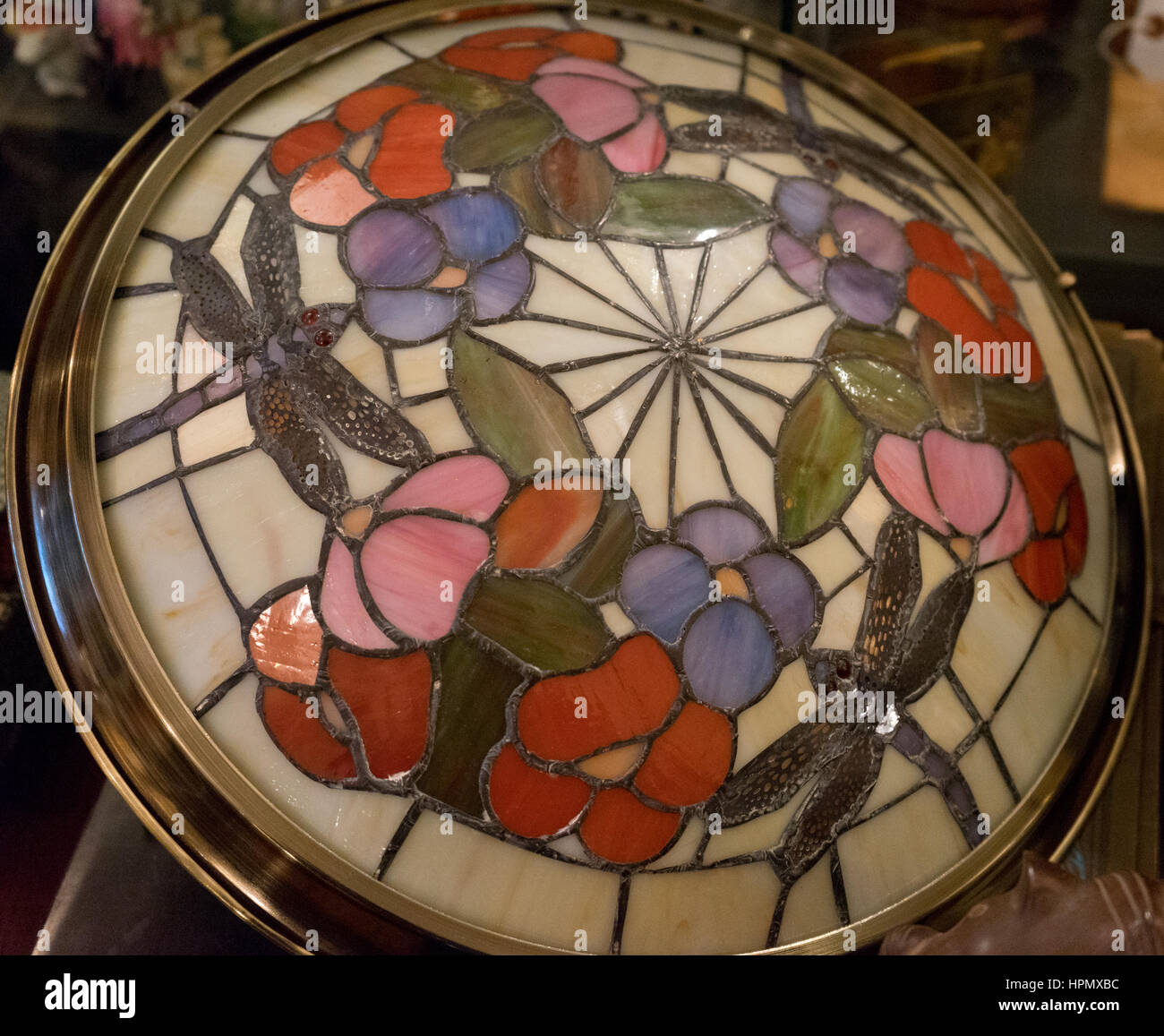 Stunning leaded colourful lamp. Stock Photo