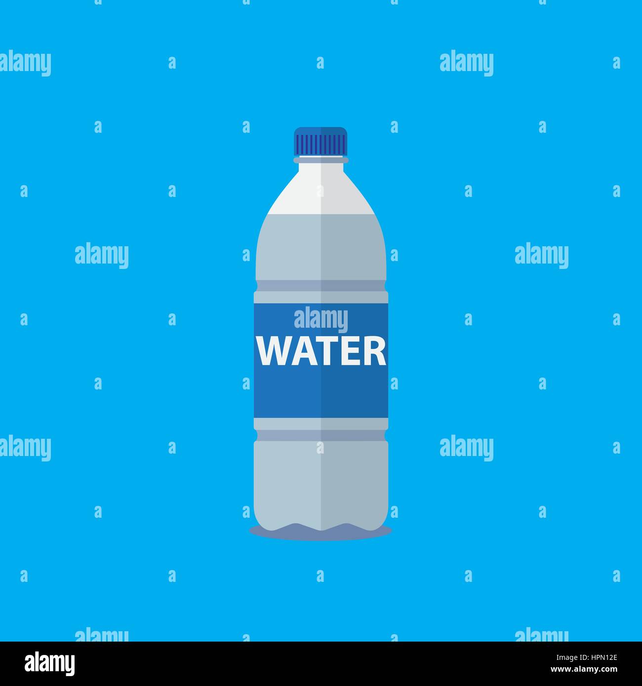 Plastic bottle of fresh water icon in flat style isolated on blue ...