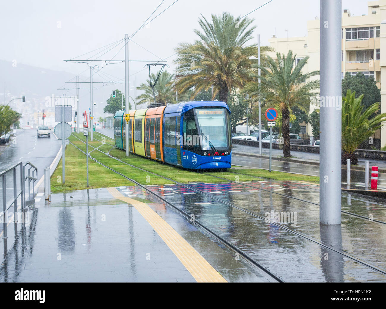 Tranvia (tram) in Santa Cruz de Tenerife, Tenerife, Canary Islands
