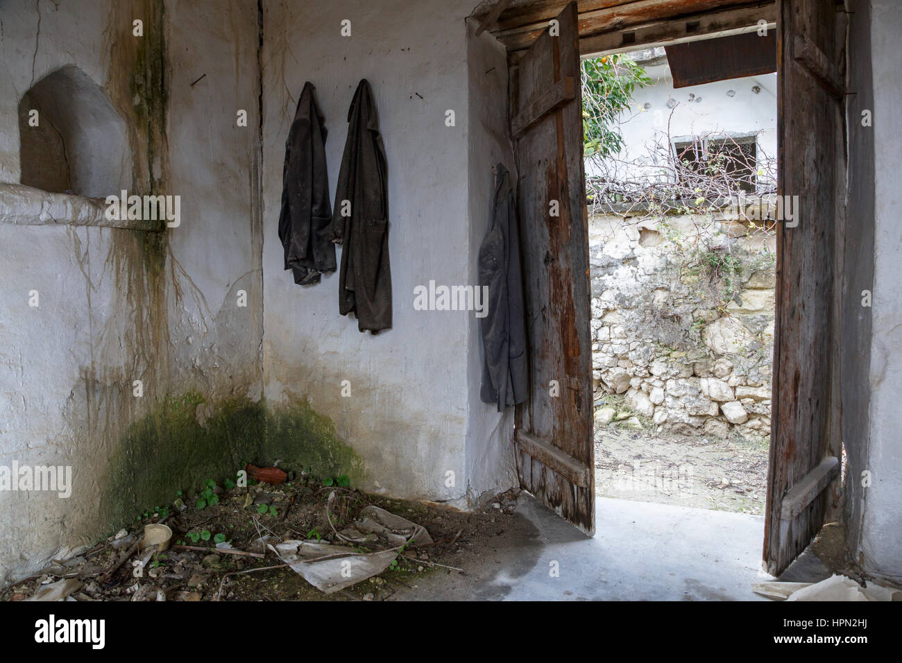 Posessions Left Inside A House In The Abandoned Village Of Old Stock Photo Alamy
