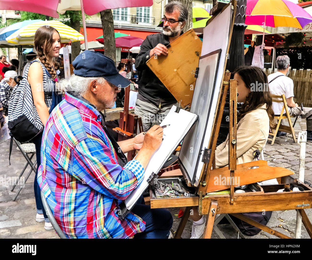 Montmartre Street Painters, Place du Tertre in Paris Stock Photo
