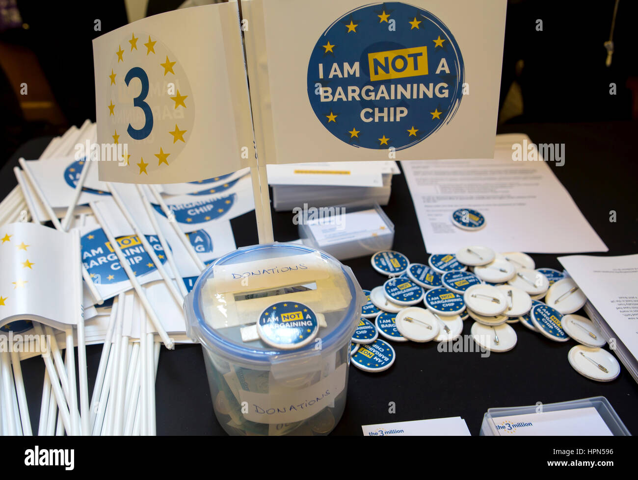 London, United Kingdom - February 20, 2017: One Day Without Us. The EU citizens in the UK have started a campaign stating they are not a bargaining ch Stock Photo
