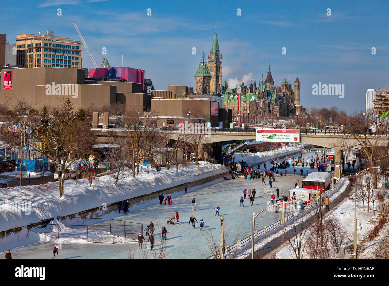 Ice Skating on the Rideau Canal in Ottawa,Ontario,Canada, Capital city