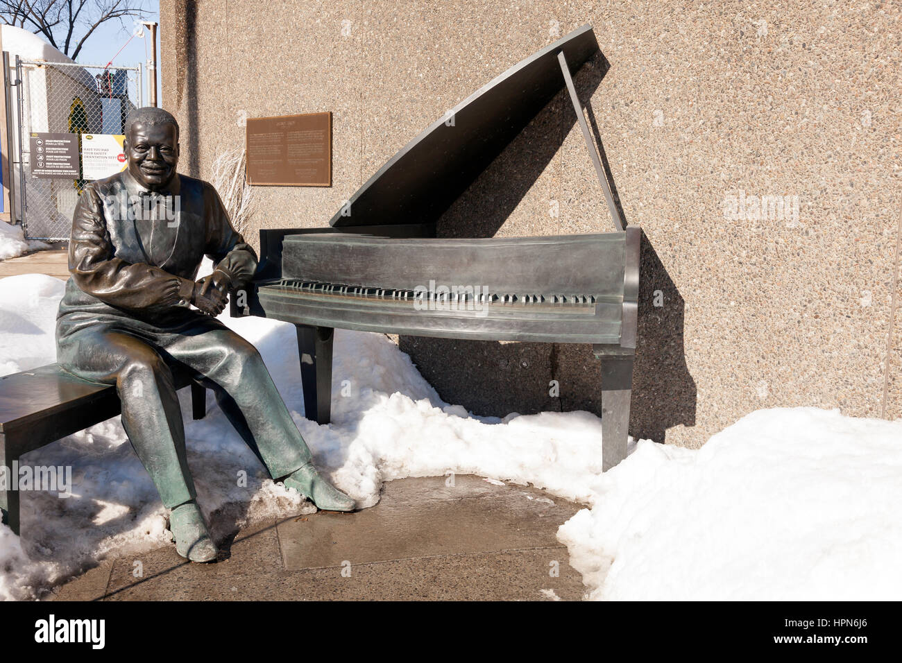 Oscar Peterson statue in Ottawa,Ontario,Canada, Capital city of Canada  Winter, Canada 150 celebration,Parliment Hill,Capital Building,Canadain Stock Photo