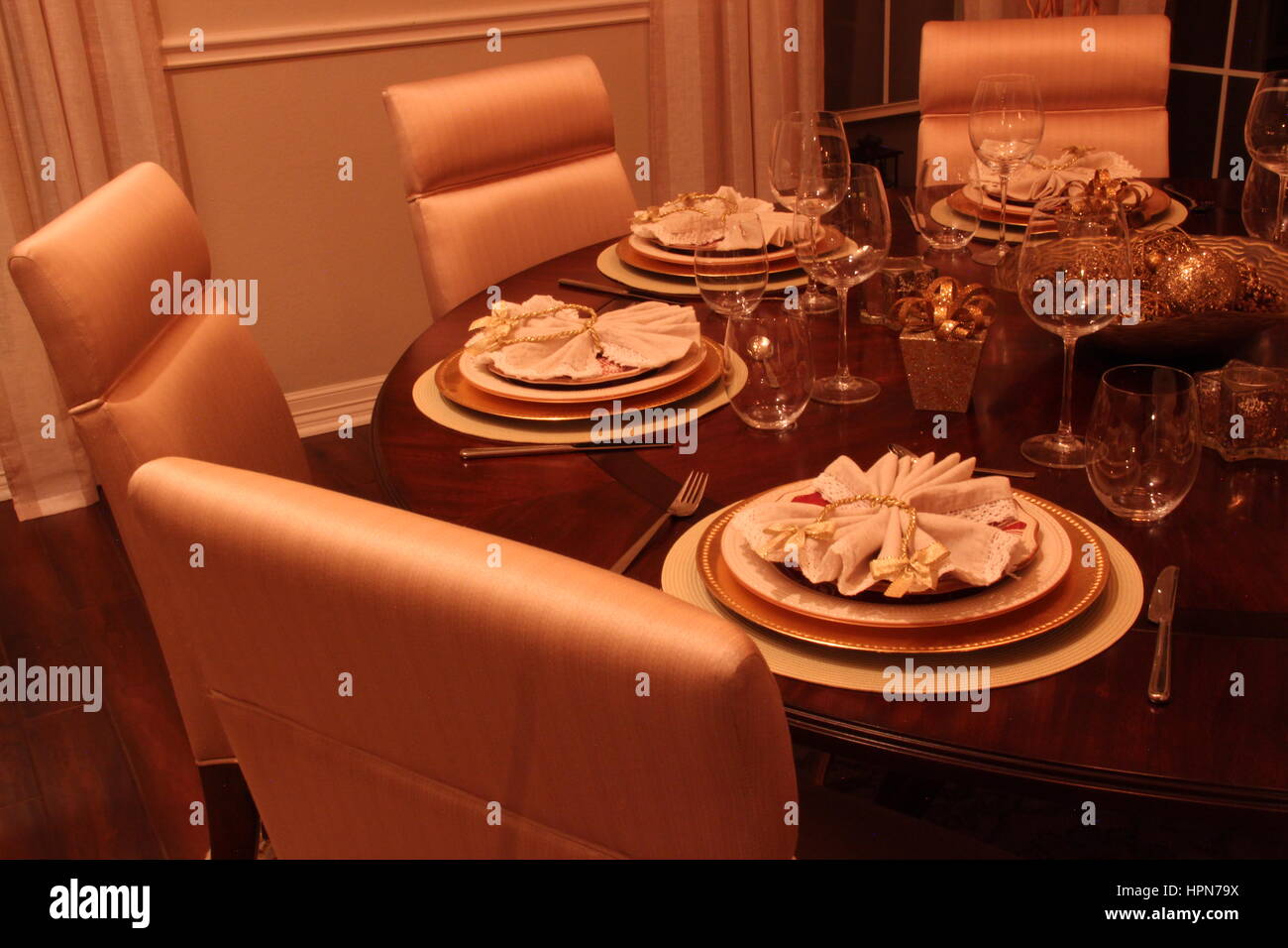 Festive christmas dinner table Stock Photo