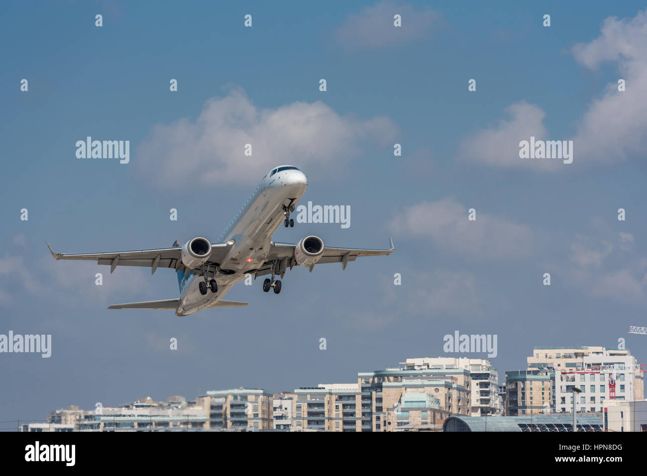 Israel, Tel Aviv-Yafo, Sde Dov airport - plane taking of Stock Photo
