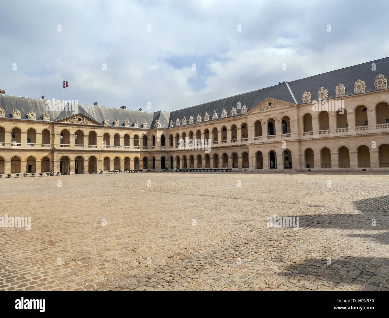 Ceremonial Court also known as Cour d'honneur of the National Residence of the Invalids, Paris, France Stock Photo