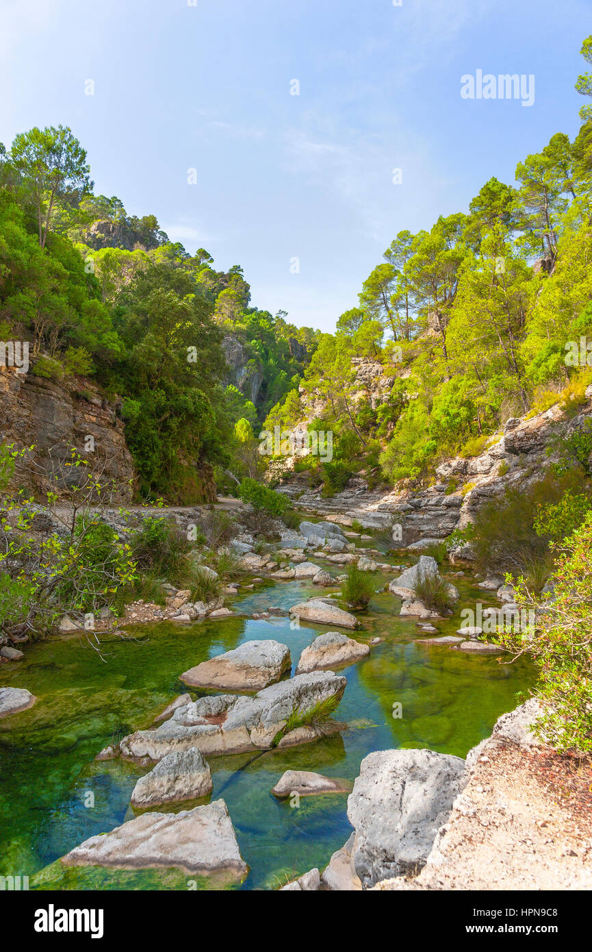 Hiking route along river Borosa in the Nature Park Sierra de Cazorla, Andalusia, Spain Stock Photo