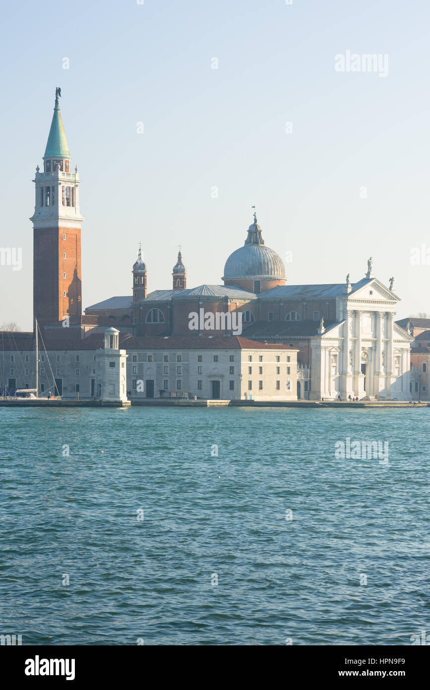 View of the Chiesa di San Giorgio Maggiore as seen from opposite  in Saint Mar's Square, Venice, Italy. Stock Photo