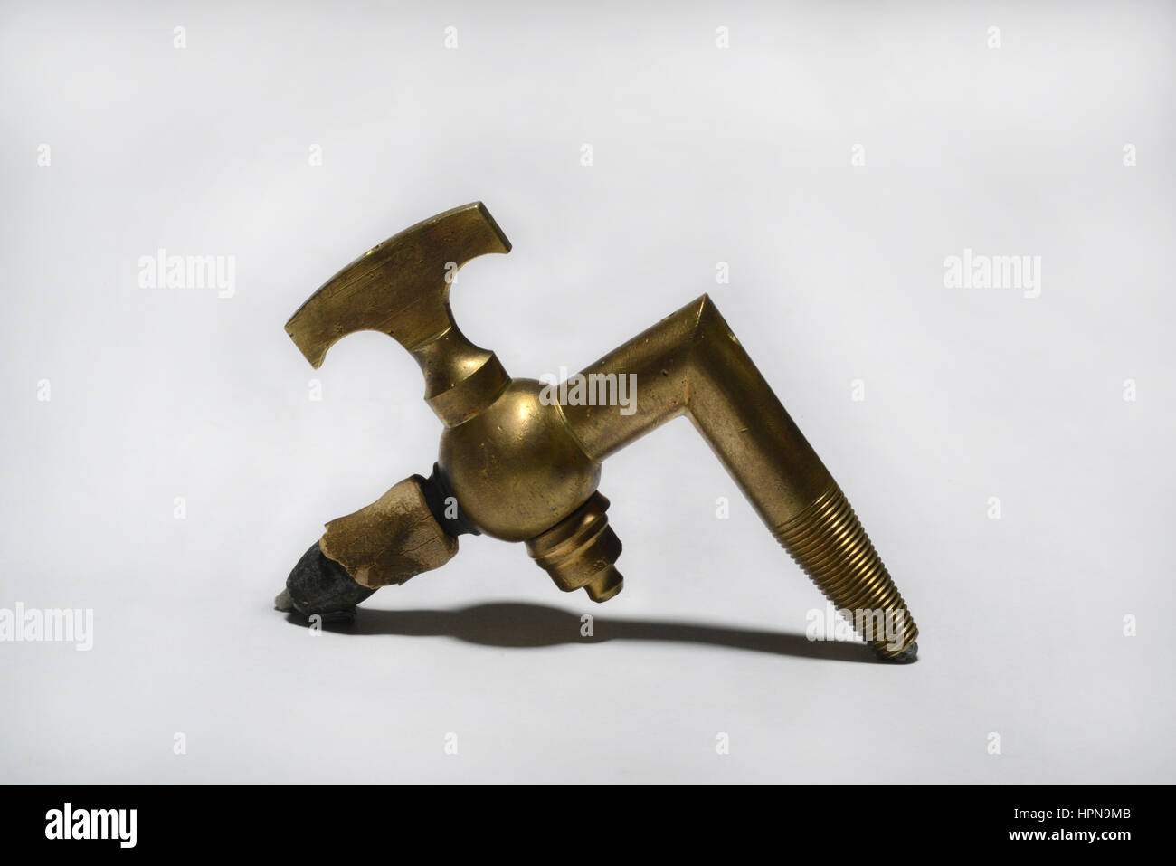 Patent model for Combo Beer Faucet and Vent patented on May 24, 1864.  Invented by J. G. Bickel. Stock Photo