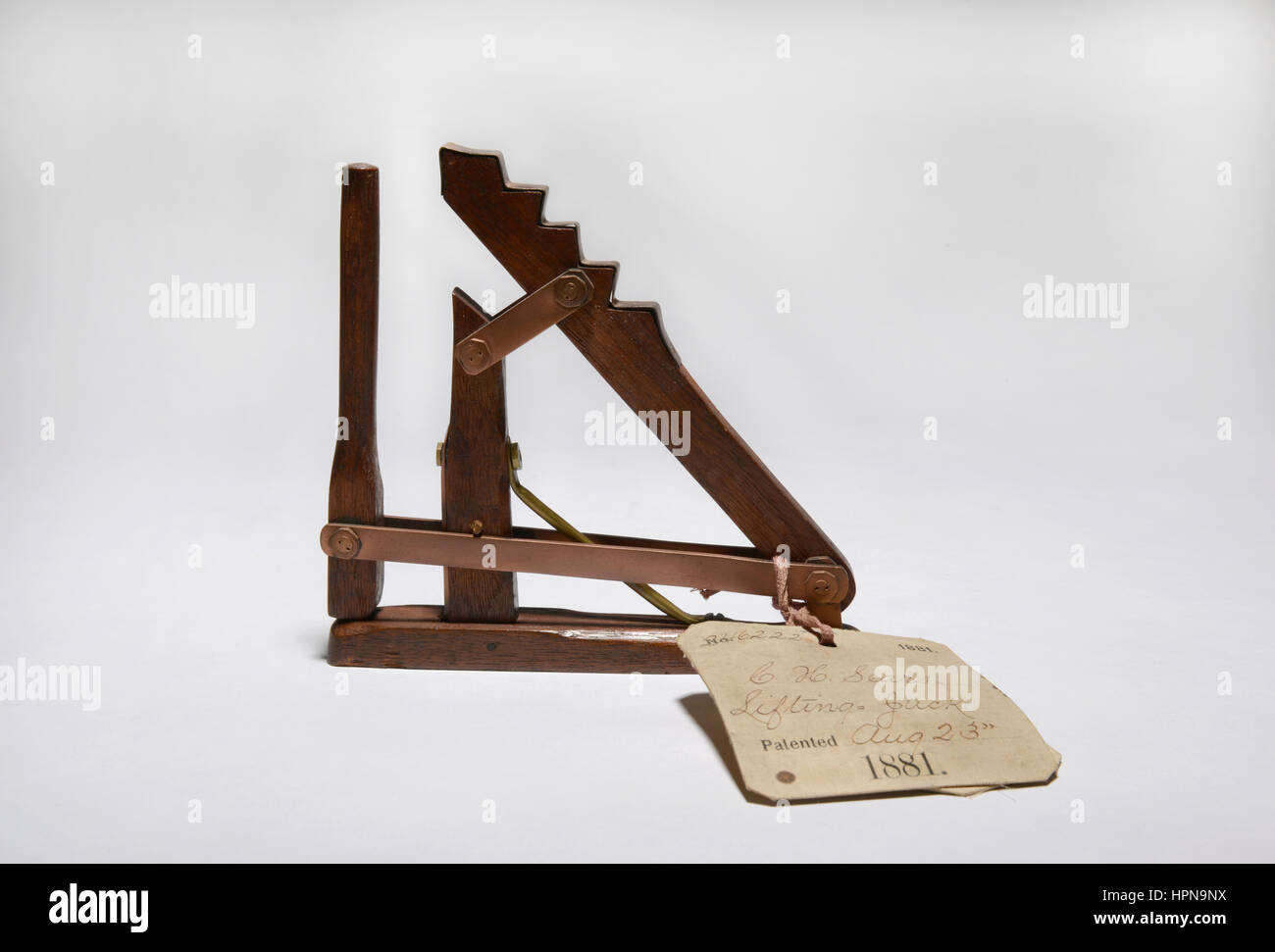 Patent model.  Lifting Jack.  Invented by C. H. Sears and patented Aug. 23, 1881. Stock Photo