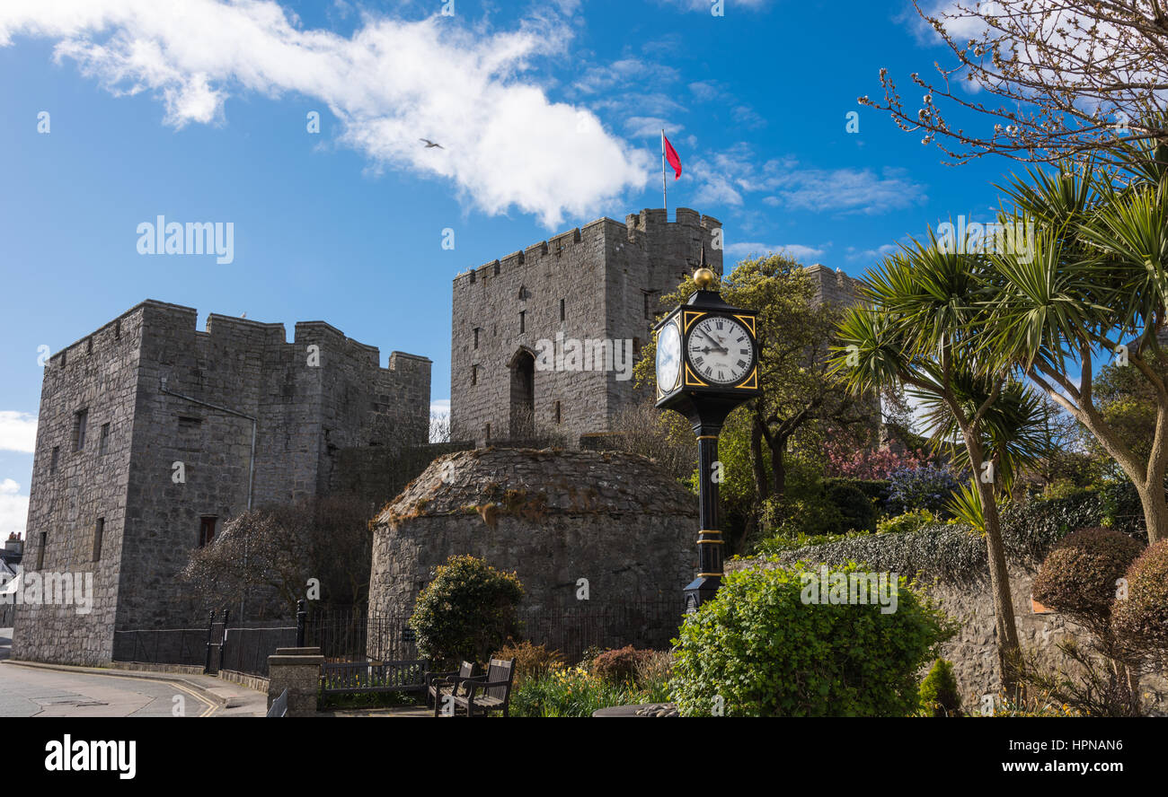 Castle Rushen with Castletown clock, Isle of Man Stock Photo Alamy