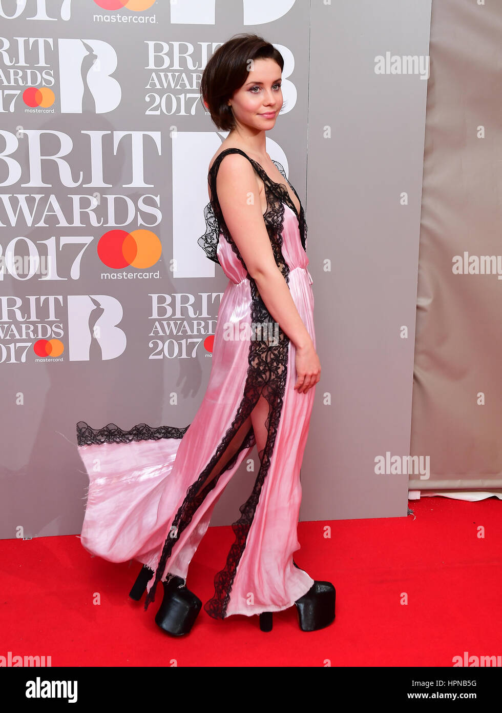 Billie JD Porter attending the Brit Awards at the O2 Arena, London. PRESS ASSOCIATION Photo Stock Photo