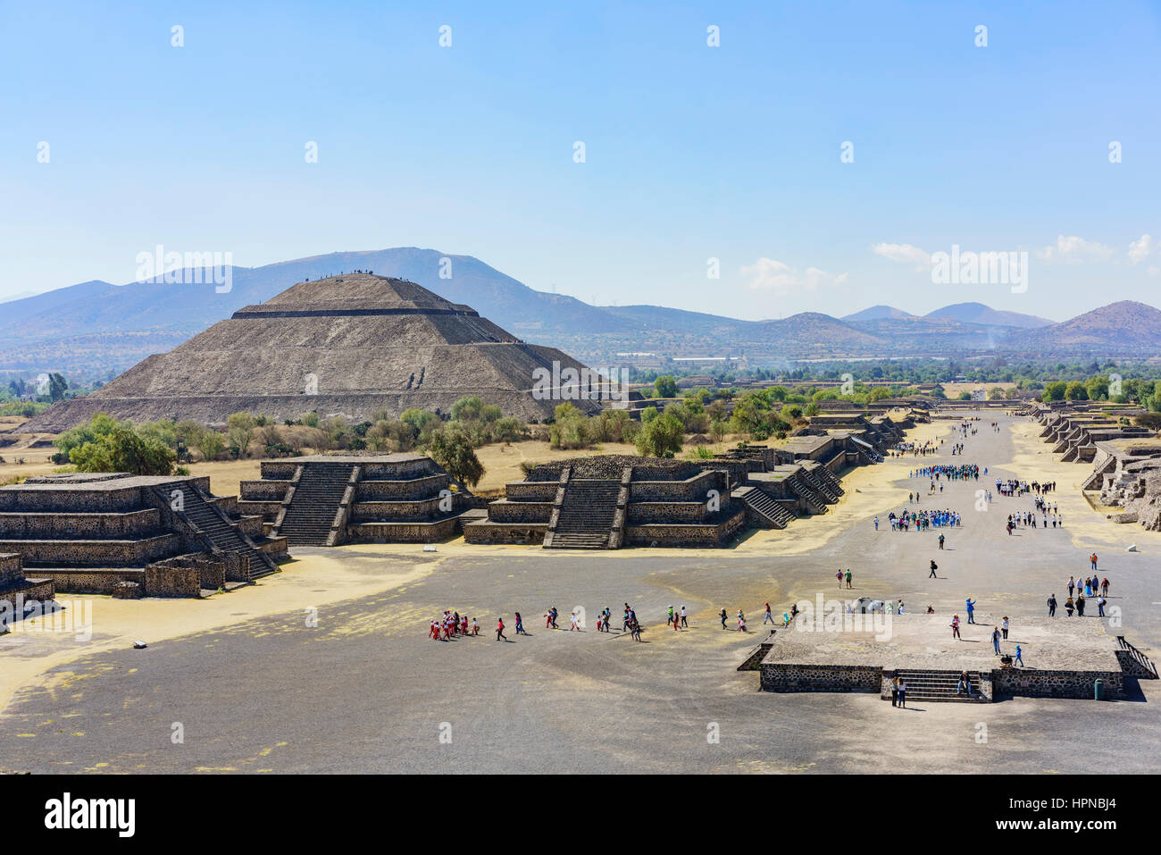 Aerial view of the famous and historical Pyramid of the Moon in Teotihuacan, Mexico Stock Photo