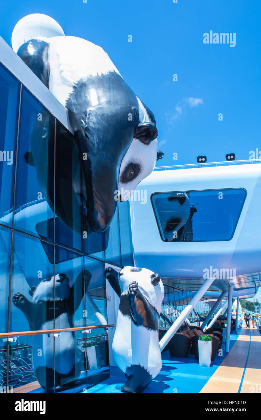 Mother Panda and Baby art on Ovation of the Seas Stock Photo