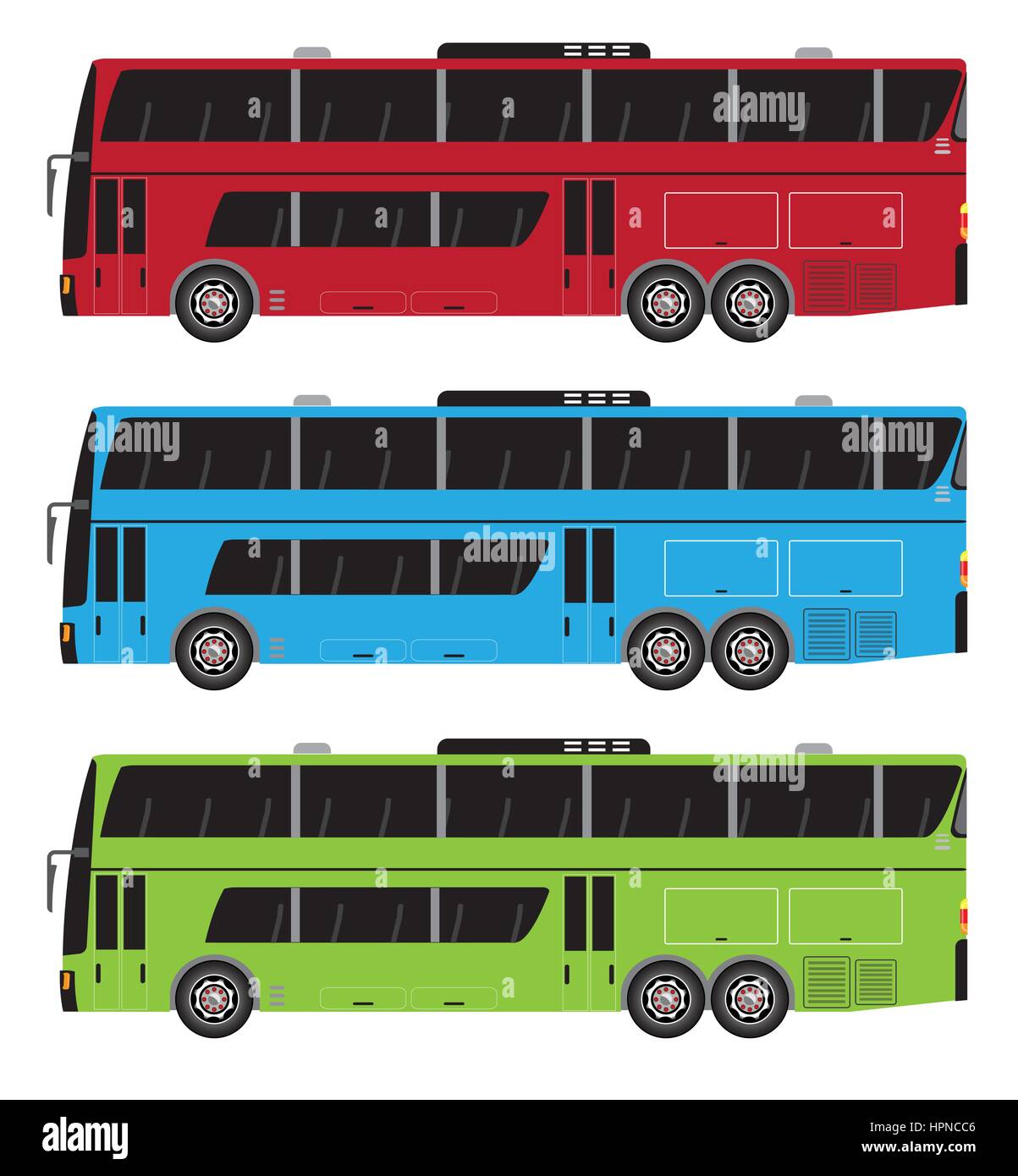 Set of Double deck City Bus vector isolated on white background Stock ...