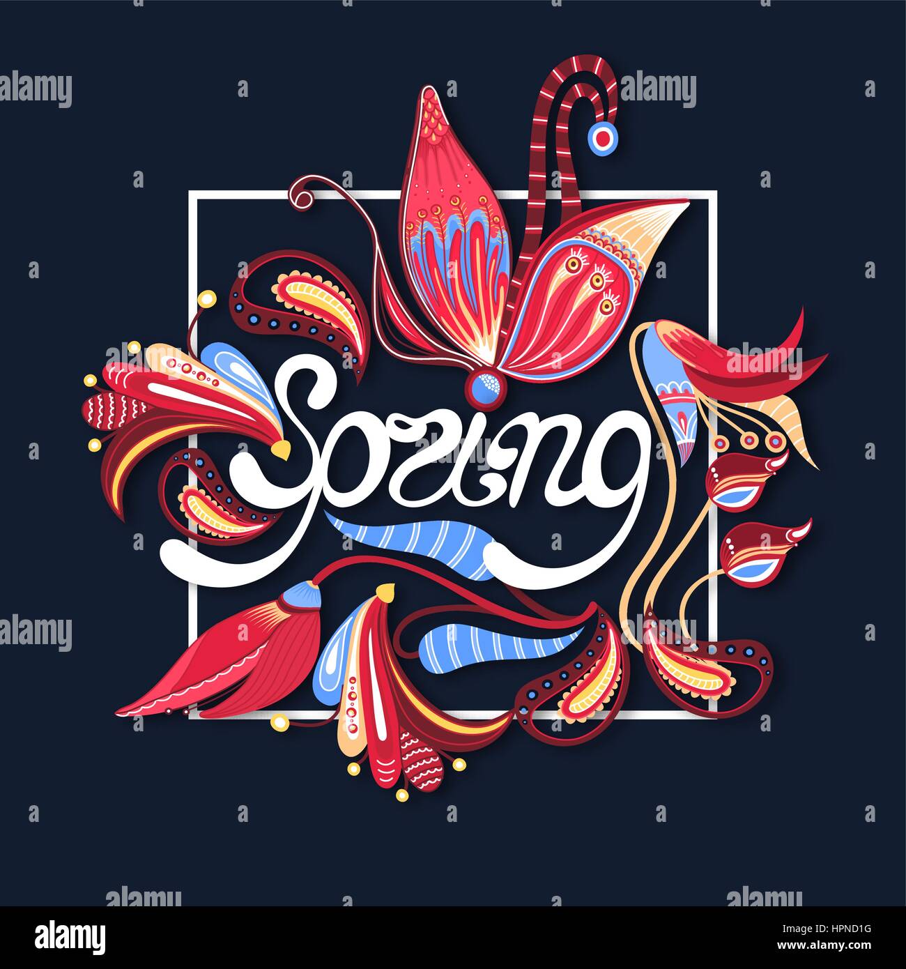 Floral Lettering Spring Spring. Lettering in flowers. Floral background. Card or banner. Vector ...