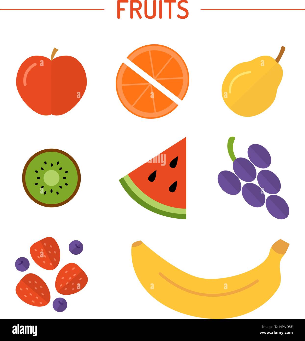 Set fruits in flat ftyle Stock Vector Image & Art - Alamy