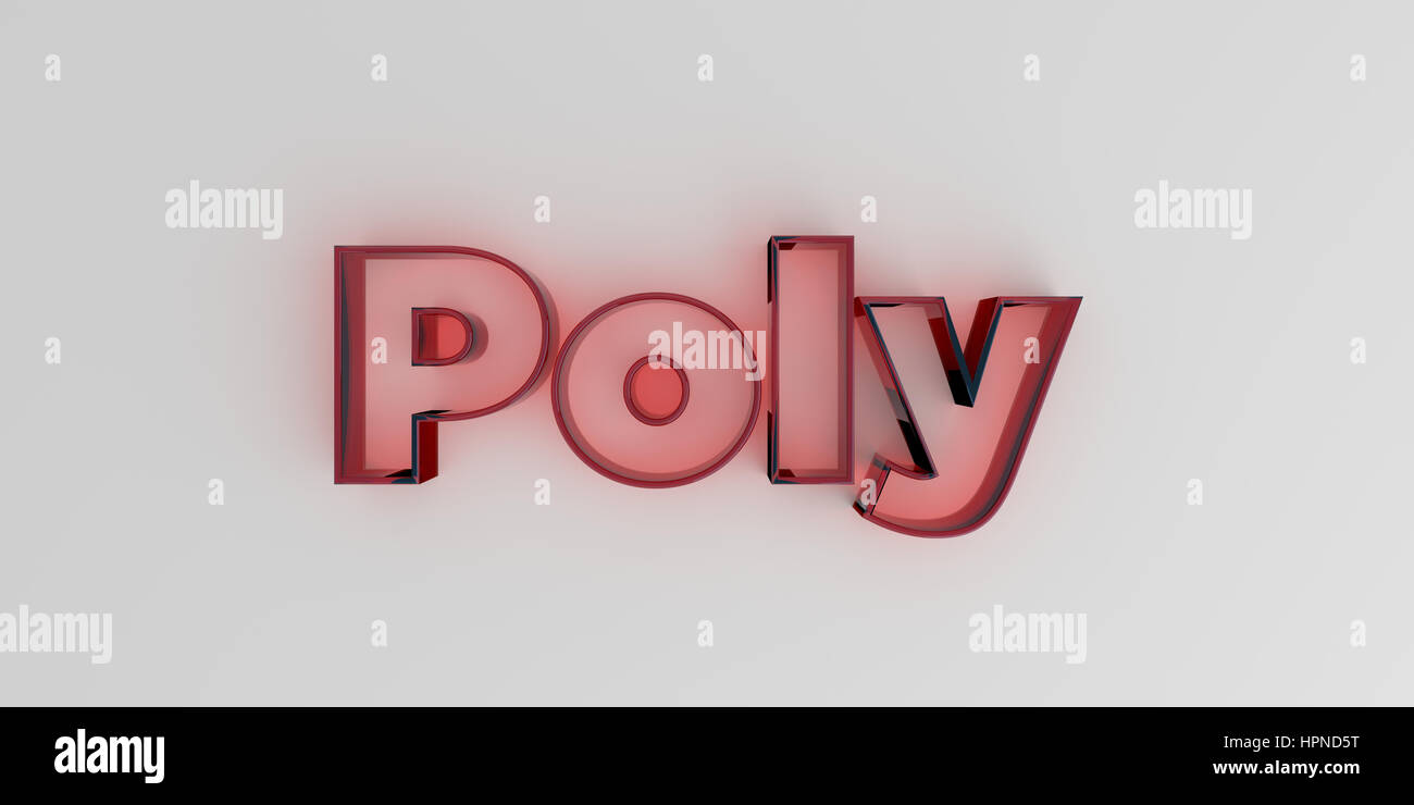 Poly Text Instrument Poly - Red glass text on white background - 3D rendered royalty free ...