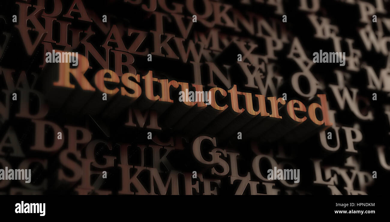 Restructured - Wooden 3D rendered letters/message.  Can be used for an online banner ad or a print postcard. Stock Photo