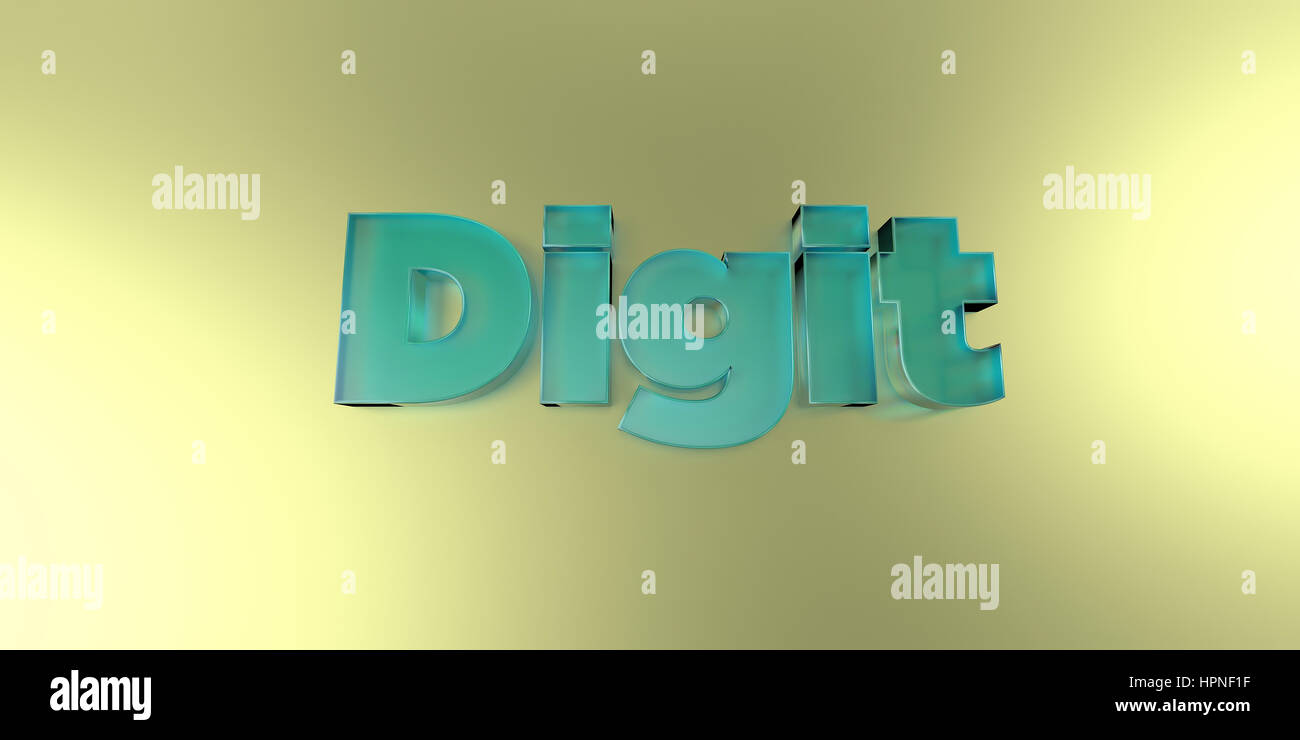 Digit - colorful glass text on vibrant background - 3D rendered royalty ...