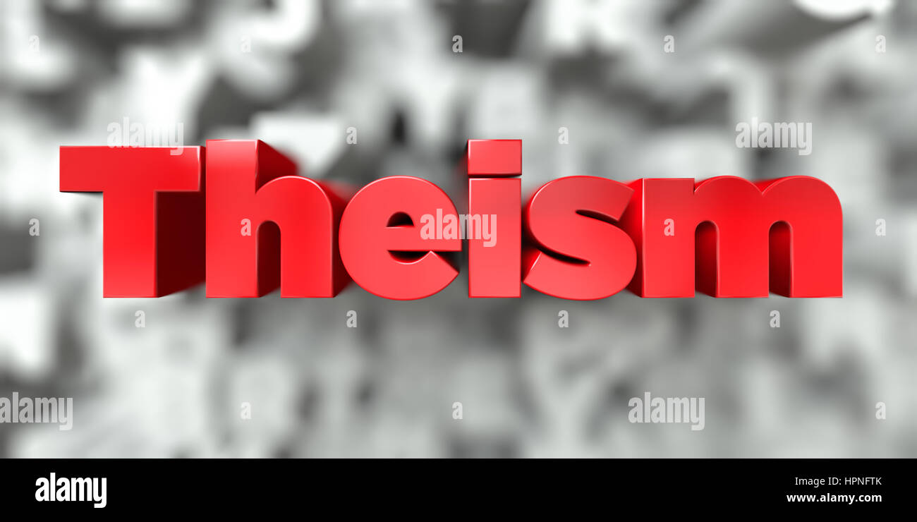 Theism -  Red text on typography background - 3D rendered royalty free stock image. This image can be used for an online website banner ad or a print  Stock Photo