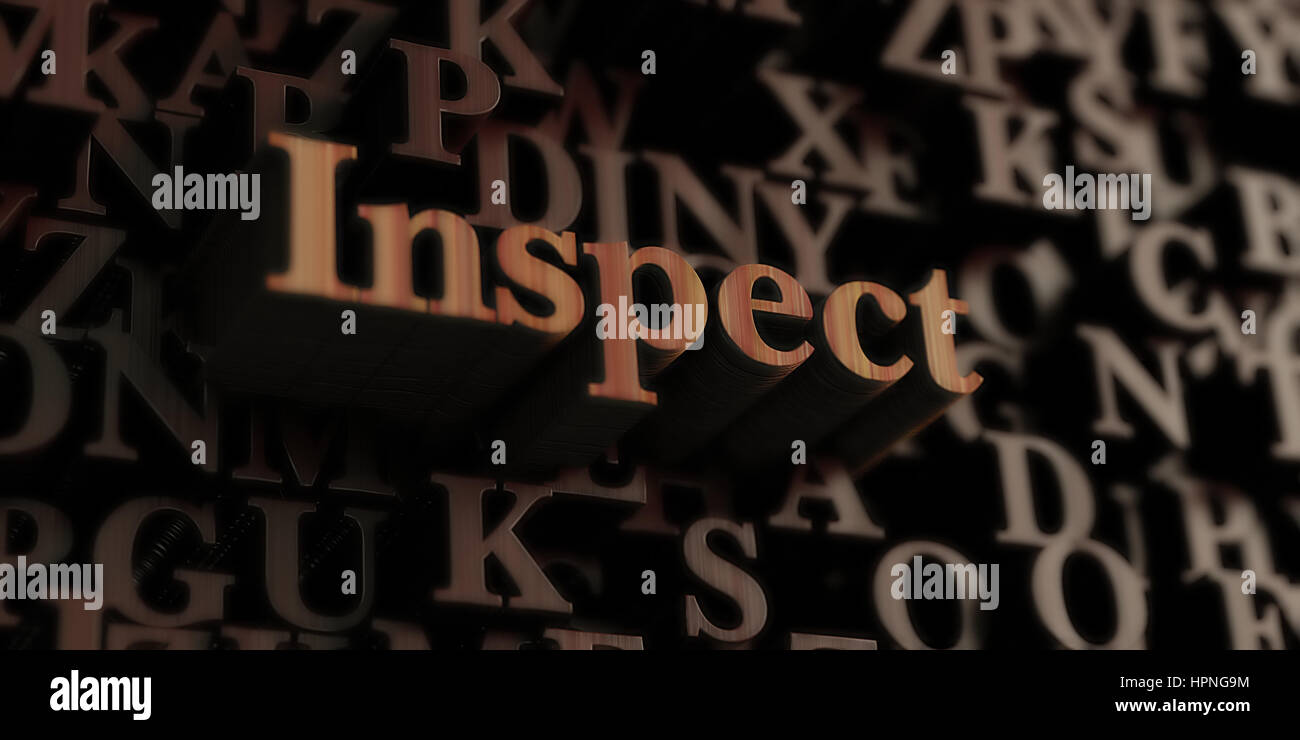 Inspect - Wooden 3D rendered letters/message. Can be used for an online ...
